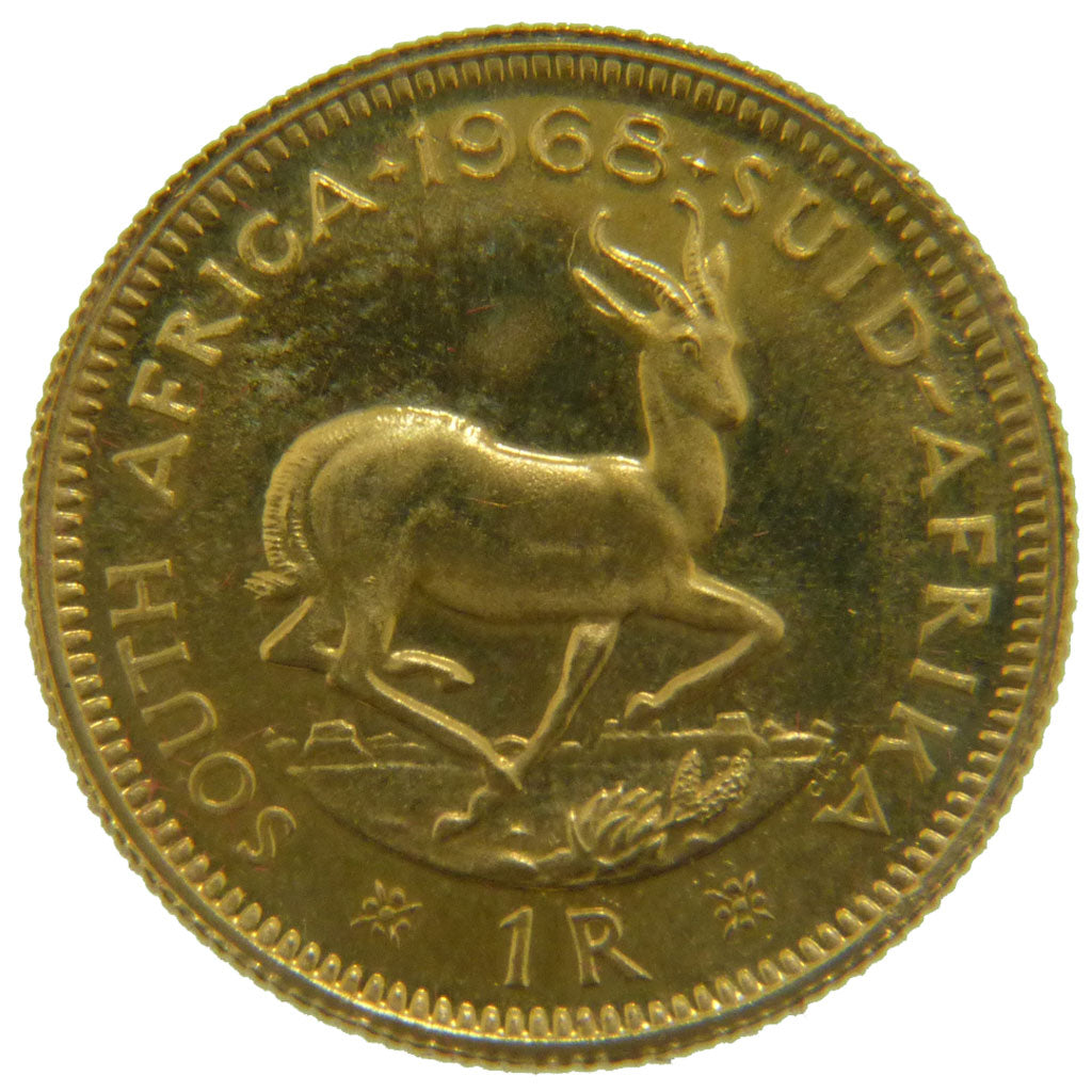 South Africa, 1 Rand, 1968, KM #63, MS(60-62), Gold, 4.00
