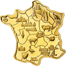 Francia, medalla, Les Régions de France, Geography, FDC, Copper Gilt