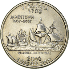 Monnaie, États-Unis, Quarter, 2000, U.S. Mint, Philadelphie, Virginia 1788