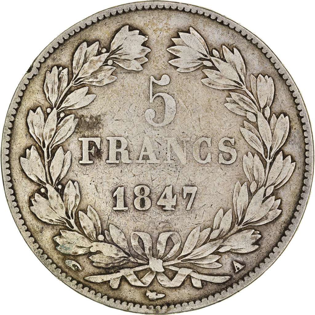 Coin, France, Louis-Philippe, 5 Francs, 1847, Paris, VF(20-25), Silver