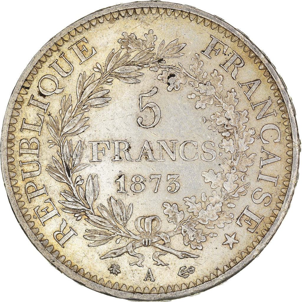 Moneta, Francia, Hercule, 5 Francs, 1873, Paris, BB, Argento, KM:820.1