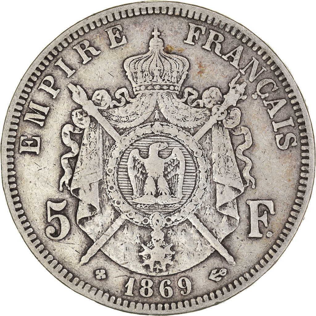 Munten, Frankrijk, Napoléon III, 5 Francs, 1869, Strasbourg, FR, Zilver