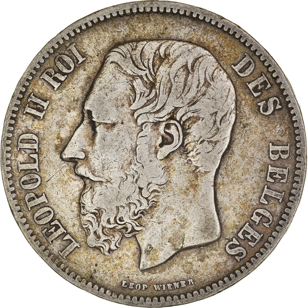 Coin, Belgium, Leopold II, 5 Francs, 5 Frank, 1868, VF(30-35), Silver, KM:24