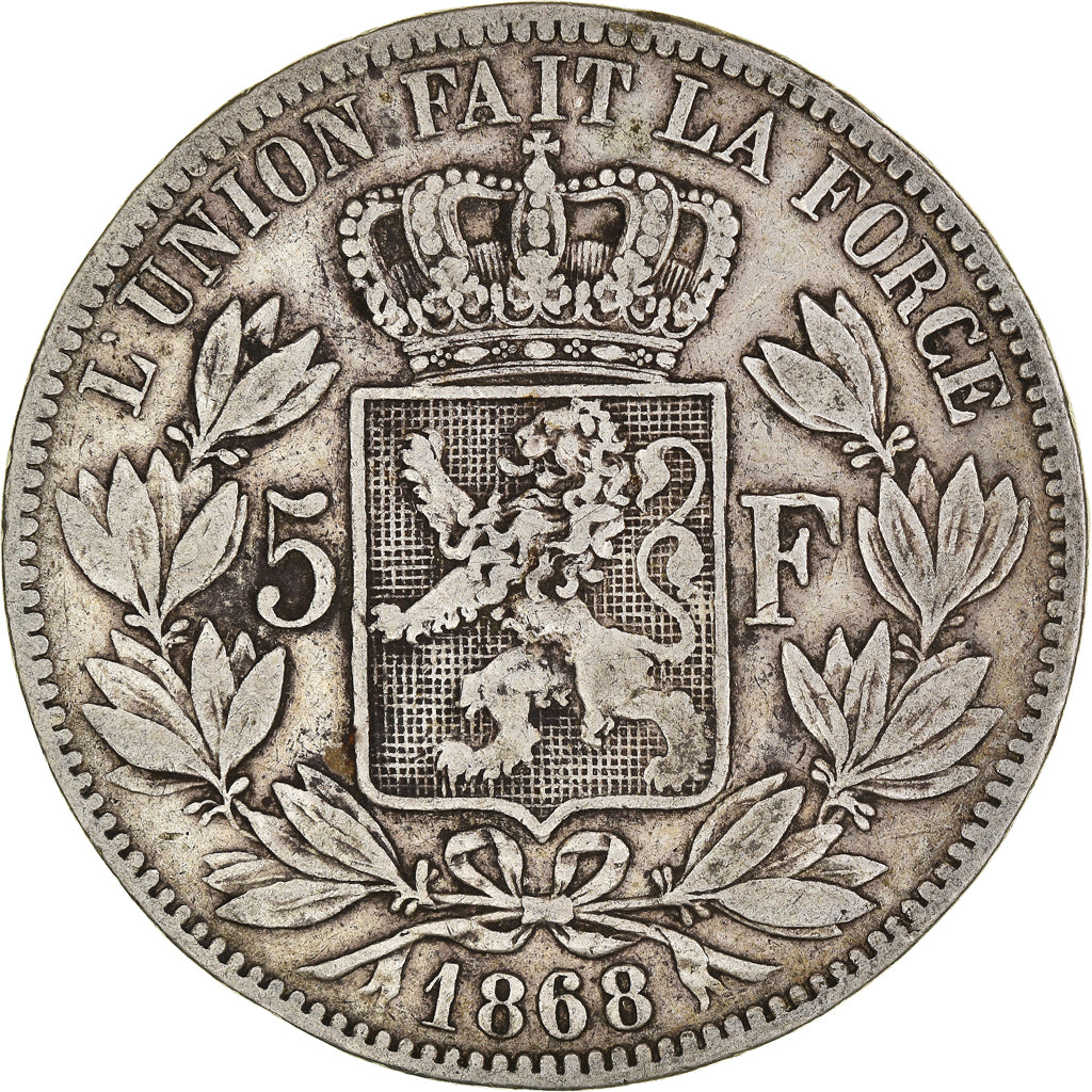 Coin, Belgium, Leopold II, 5 Francs, 5 Frank, 1868, VF(30-35), Silver, KM:24