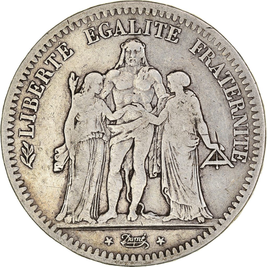 Moneta, Francia, Hercule, 5 Francs, 1849, Paris, MB, Argento, KM:756.1