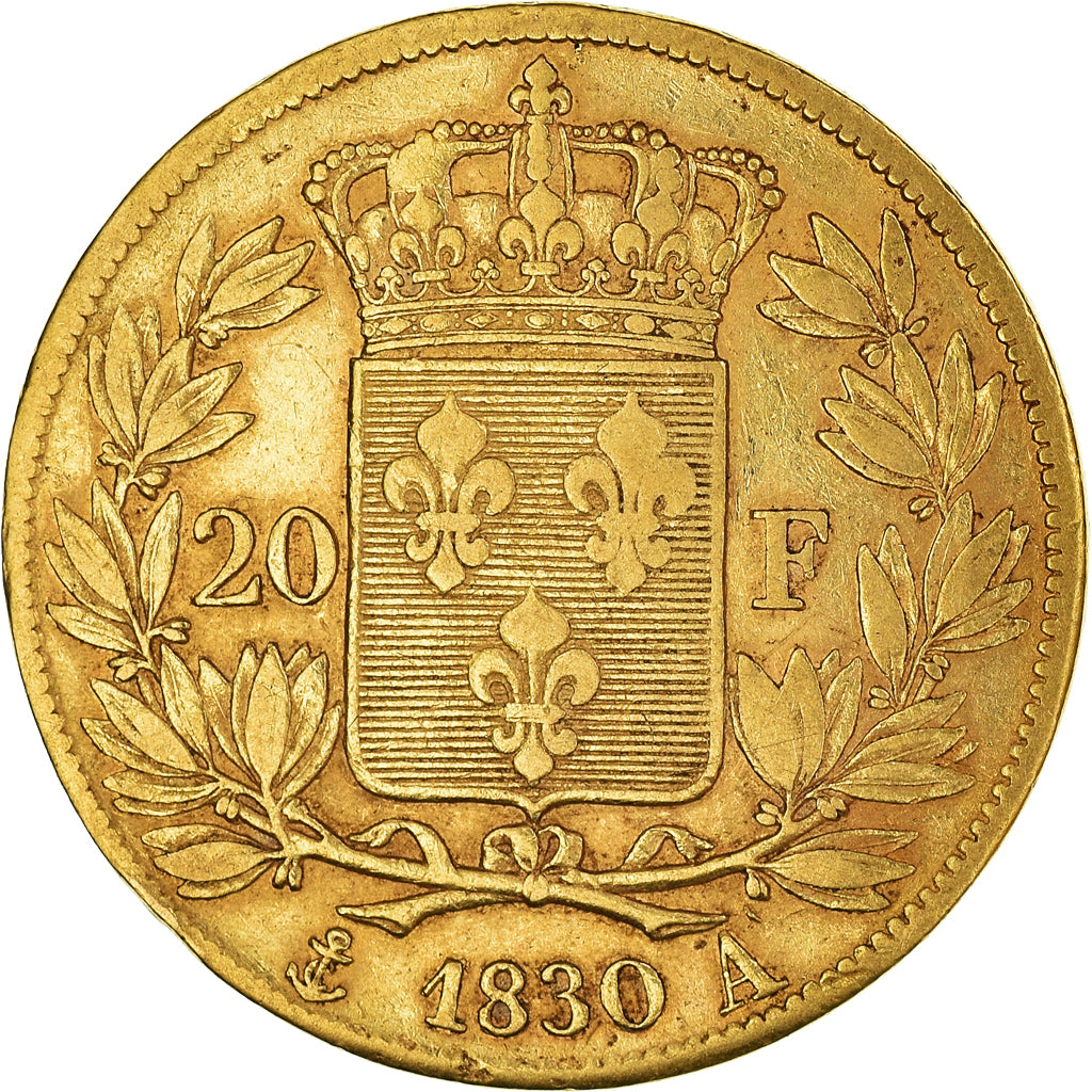 Moneta, Francia, Charles X, 20 Francs, 1830, Paris, BB, Oro, KM:726.1