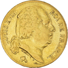 Moeda, França, Louis XVIII, 20 Francs, 1819, Paris, VF(30-35), Dourado