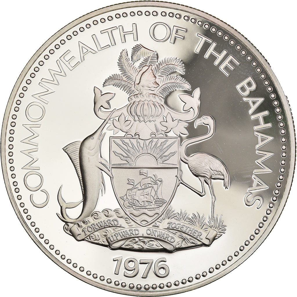 Coin, Bahamas, Elizabeth II, 5 Dollars, 1976, Franklin Mint, U.S.A., MS(65-70)