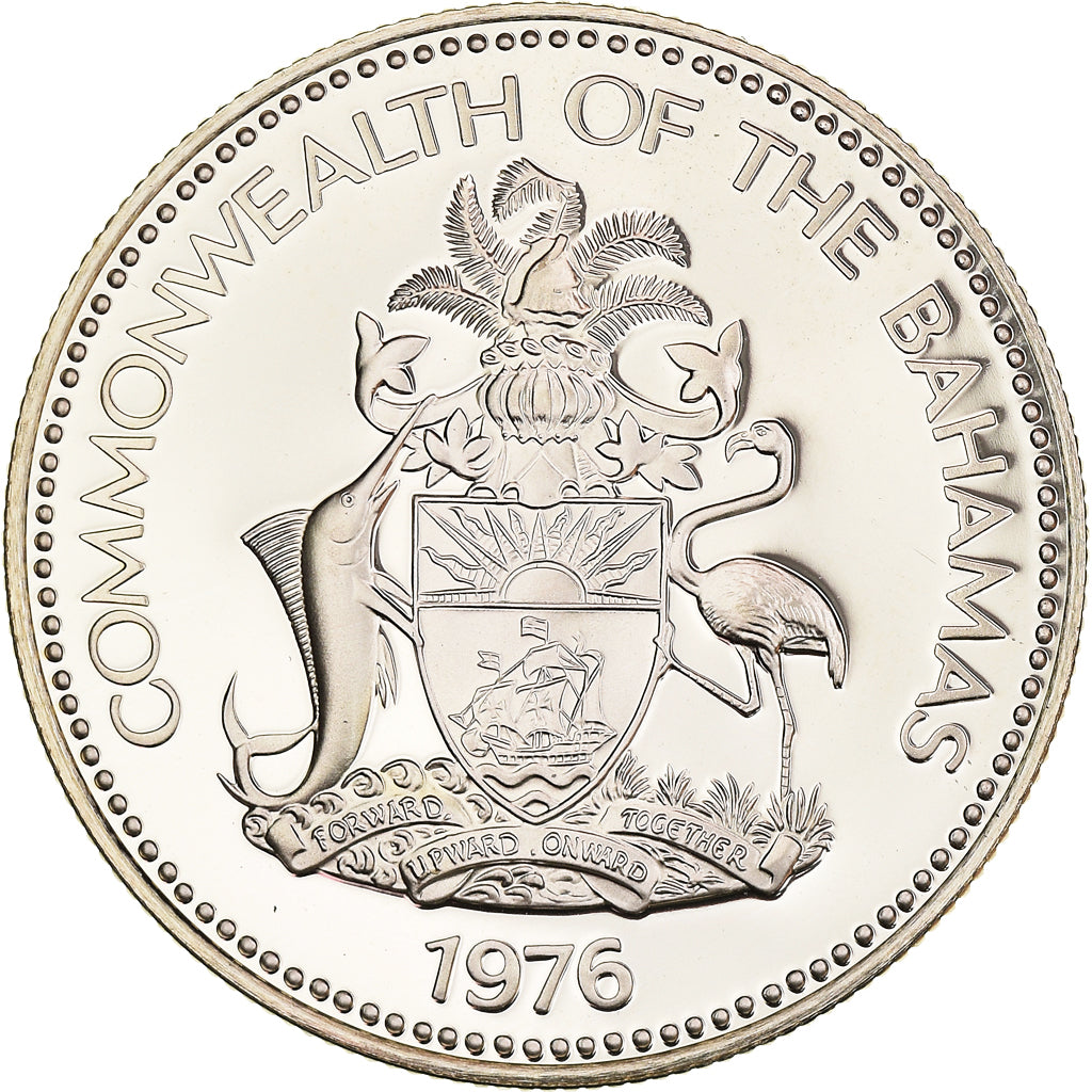 Coin, Bahamas, Elizabeth II, 50 Cents, 1976, Franklin Mint, U.S.A., Proof