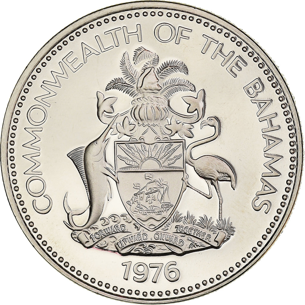 Coin, Bahamas, Elizabeth II, 25 Cents, 1976, Franklin Mint, U.S.A., Proof