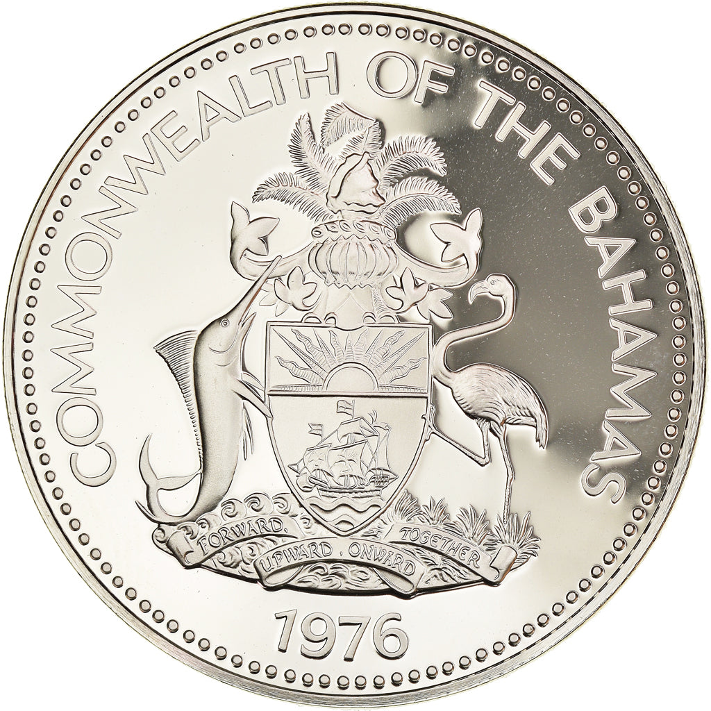 Coin, Bahamas, Elizabeth II, 2 Dollars, 1976, Franklin Mint, U.S.A., Proof
