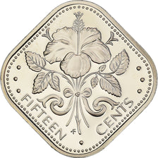 Moeda, Baamas, Elizabeth II, 15 Cents, 1976, Franklin Mint, U.S.A., Proof