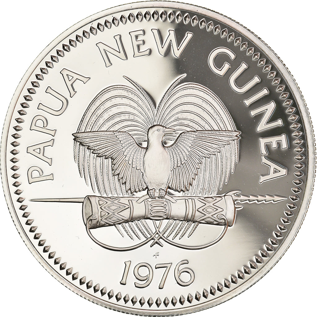Coin, Papua New Guinea, 10 Kina, 1976, Franklin Mint, MS(65-70), Silver, KM:8a