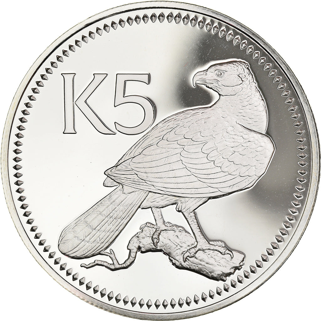 Coin, Papua New Guinea, 5 Kina, 1976, MS(65-70), Silver, KM:7a