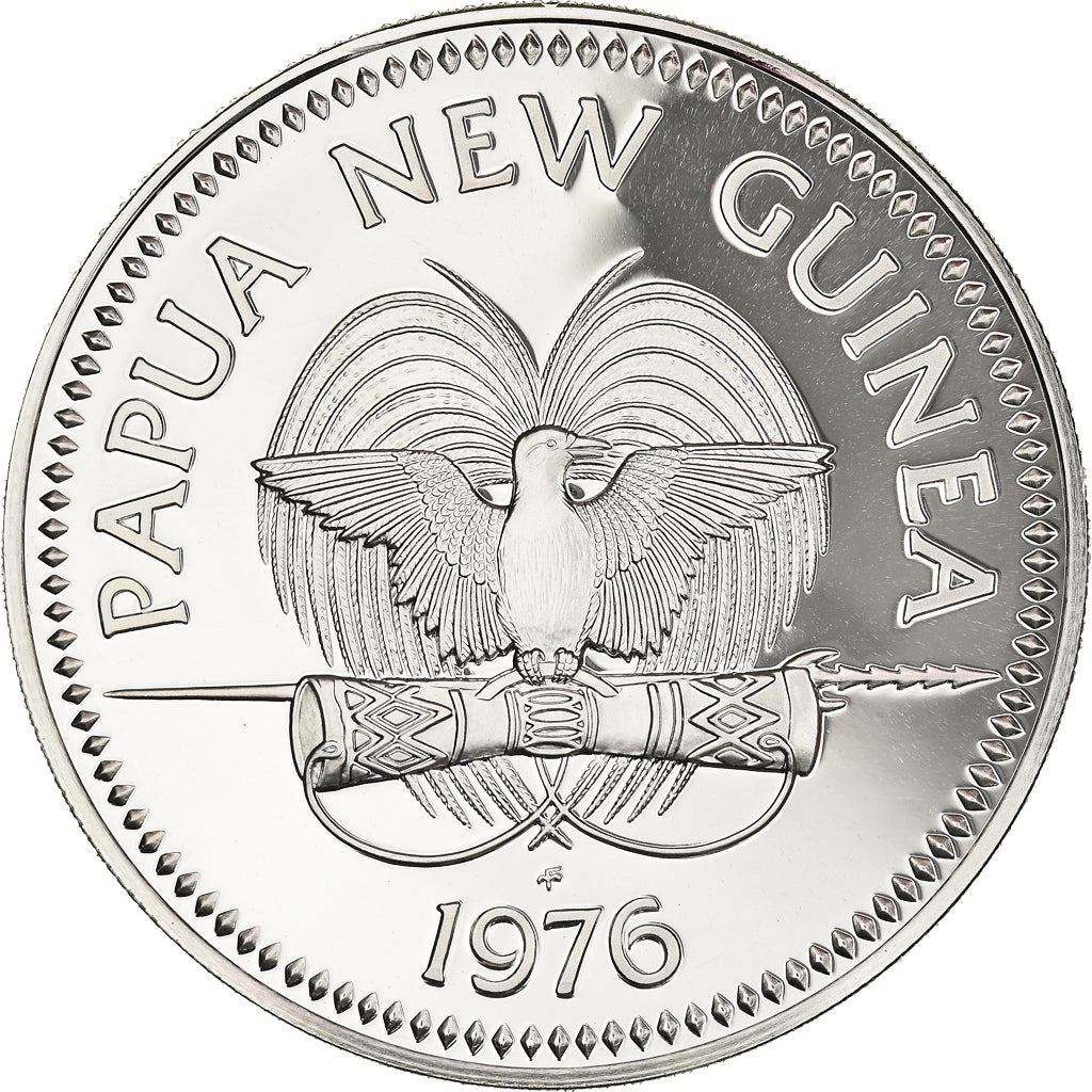Coin, Papua New Guinea, 5 Kina, 1976, MS(65-70), Silver, KM:7a