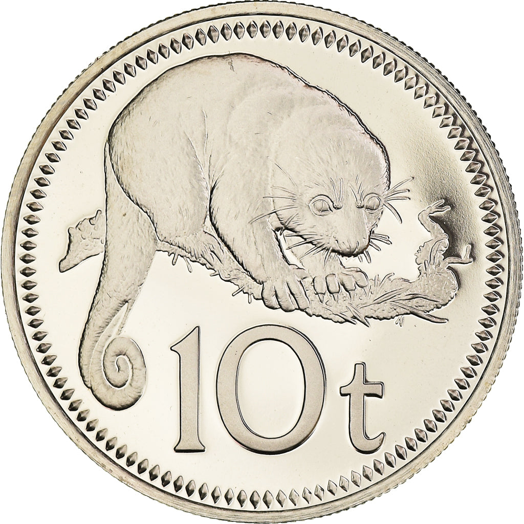 Coin, Papua New Guinea, 10 Toea, 1976, Franklin Mint, Proof, MS(65-70)