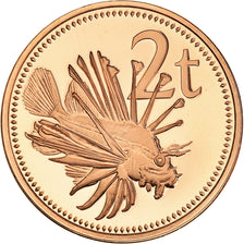 Coin, Papua New Guinea, 2 Toea, 1976, Franklin Mint, Proof, MS(65-70), Bronze