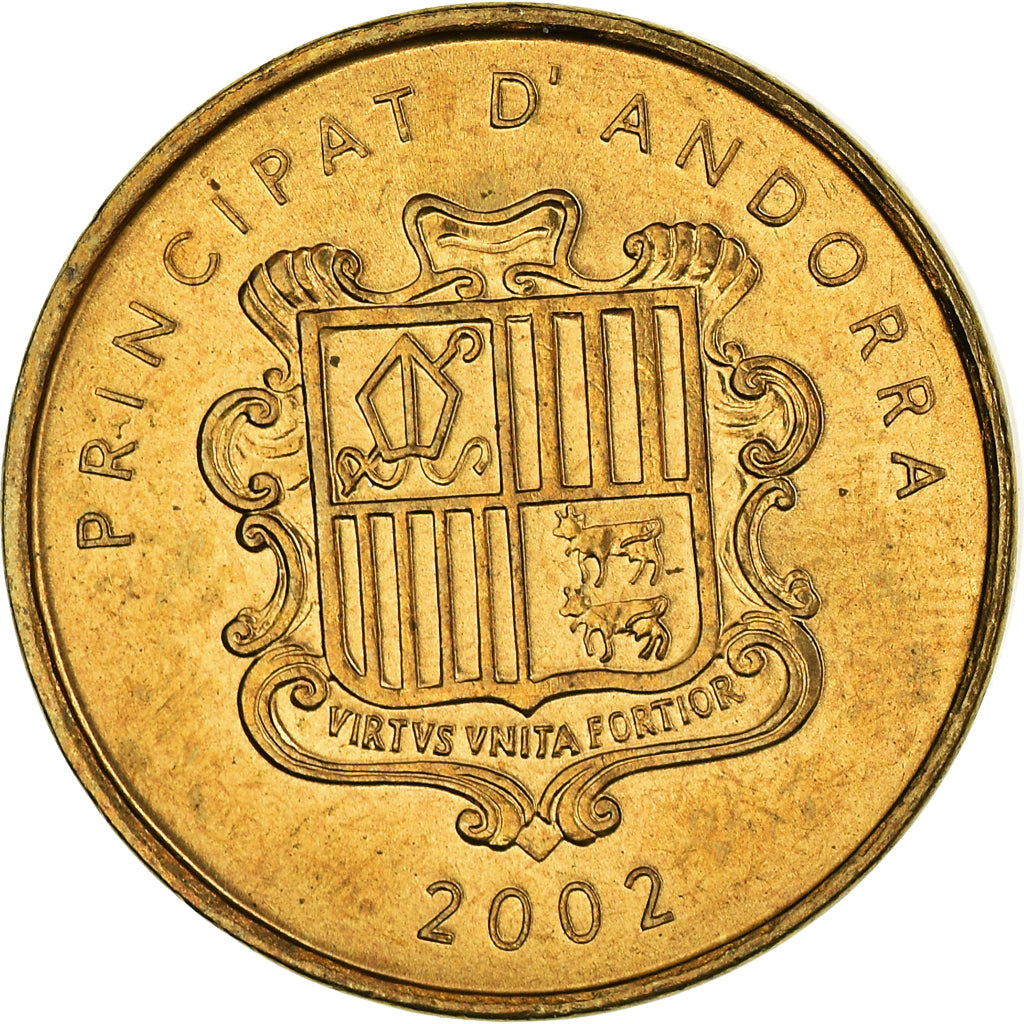 Coin, Andorra, 2 Centims, 2002, MS(60-62), Brass, KM:179