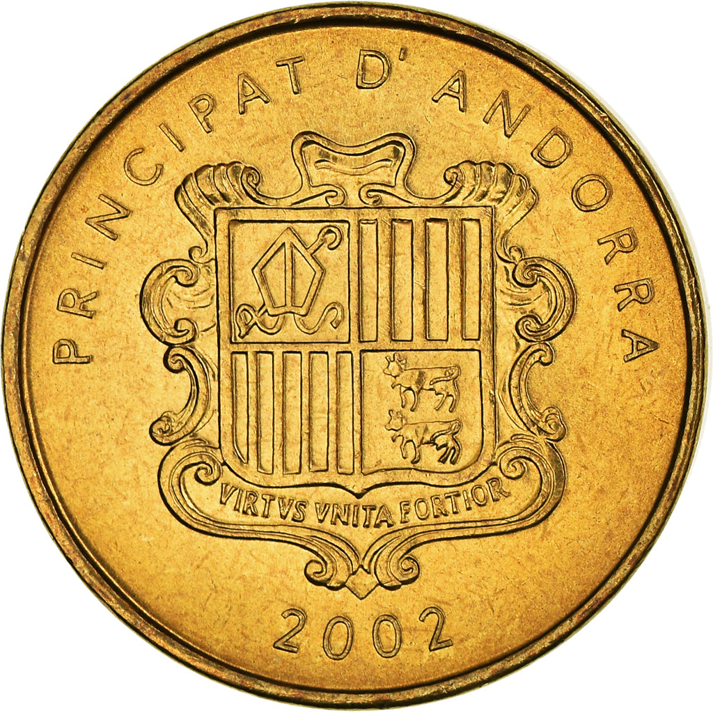 Coin, Andorra, 2 Centims, 2002, MS(60-62), Brass, KM:179