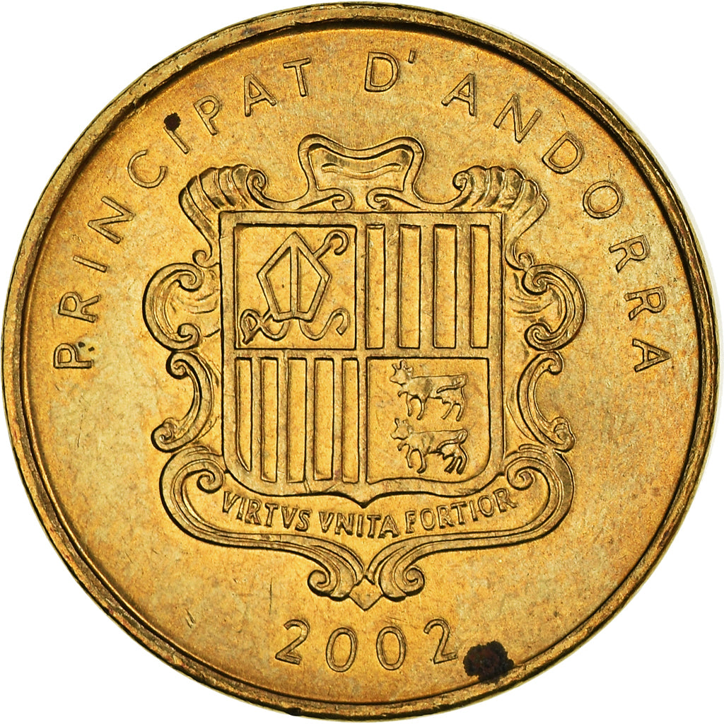 Munten, Andorra, 2 Centims, 2002, ZF, Tin, KM:179