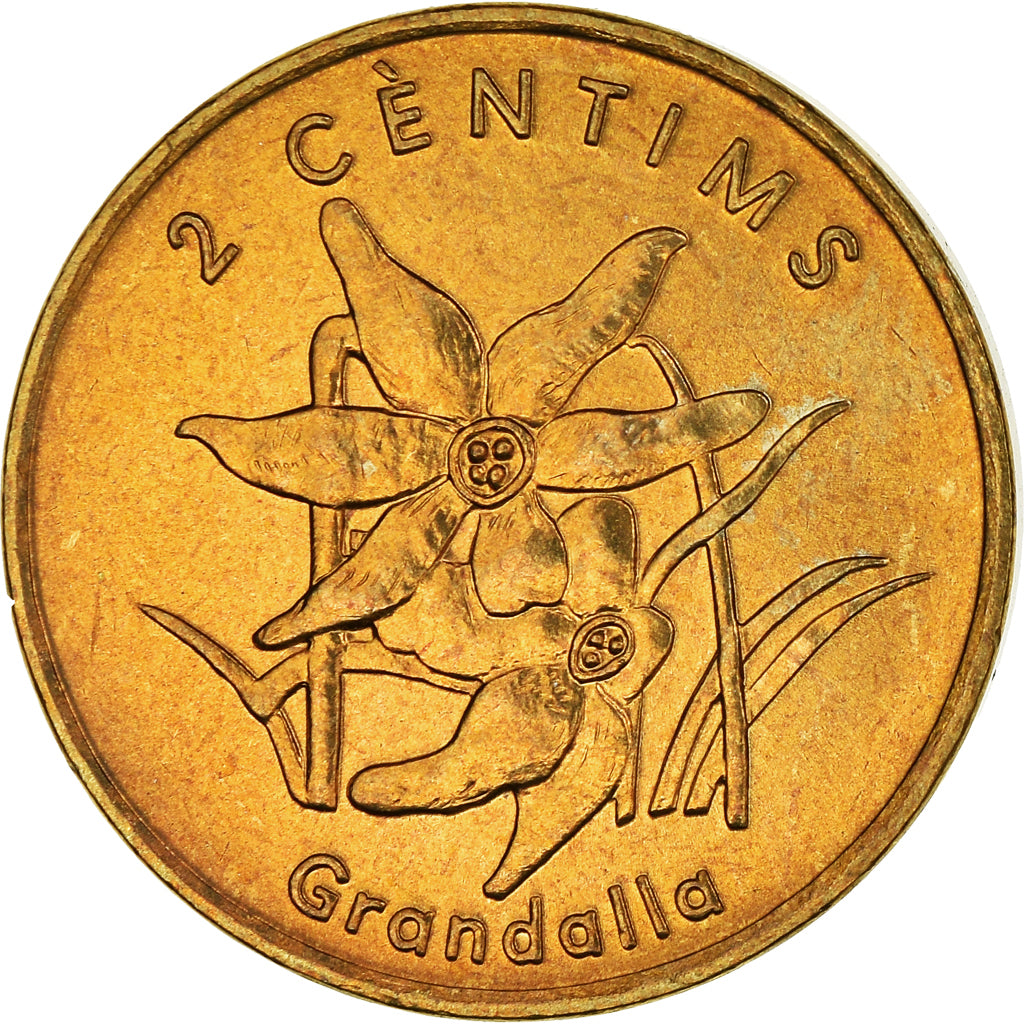 Coin, Andorra, 2 Centims, 2002, AU(50-53), Brass, KM:179