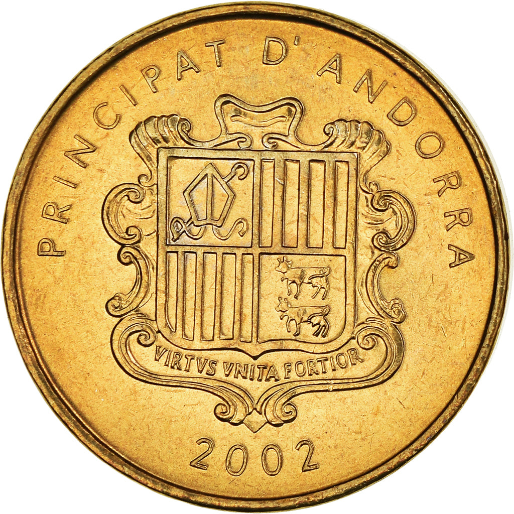 Coin, Andorra, 2 Centims, 2002, AU(50-53), Brass, KM:179