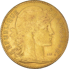 Moneta, Francia, Marianne, 10 Francs, 1912, Paris, Coq, BB+, Oro, KM:846