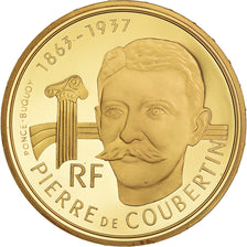 Coin, France, Albertville, Coubertin, 500 Francs, 1991, Paris, MS(65-70), Gold