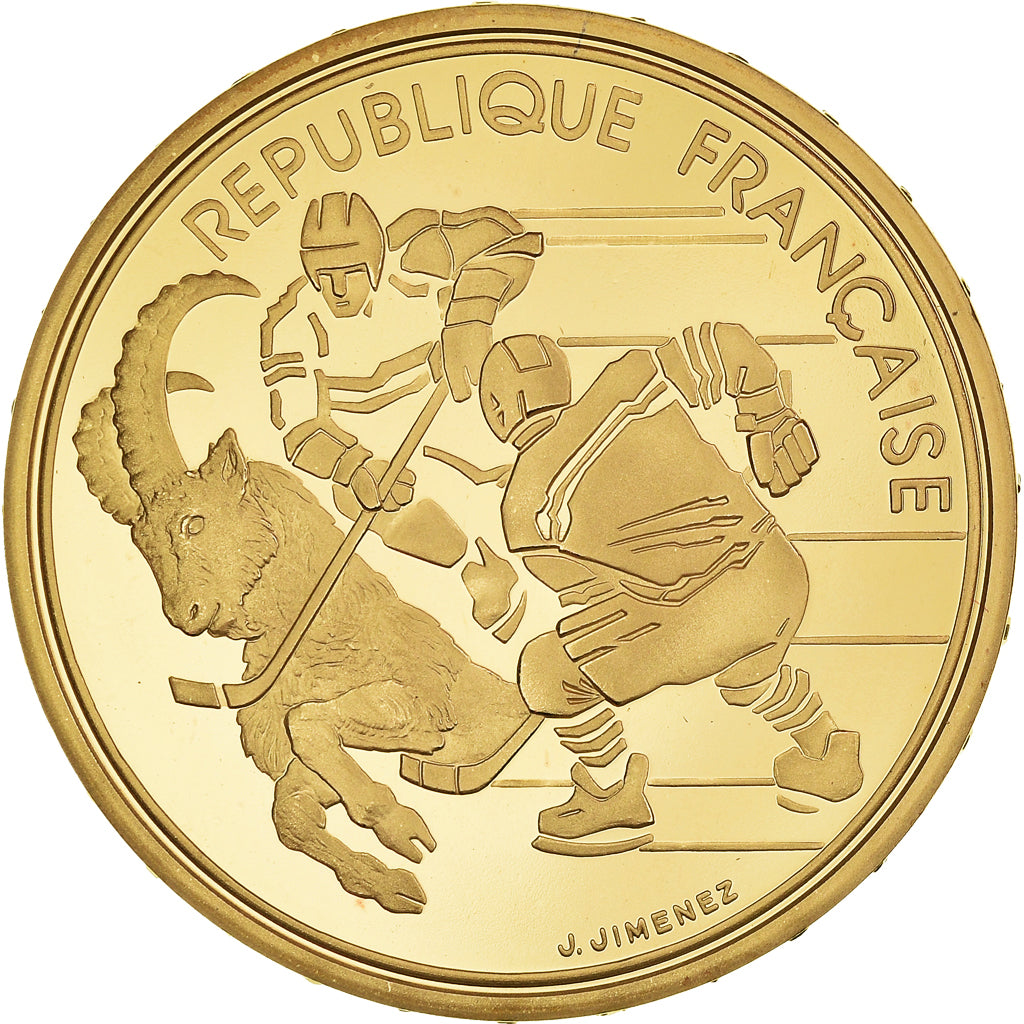 Moeda, França, Albertville 92, hockey sur glace, 500 Francs, 1991, Paris