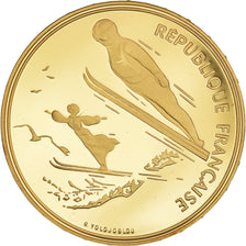 Moneta, Francia, Albertville 92, saut à ski, 500 Francs, 1991, Paris, FDC, Oro