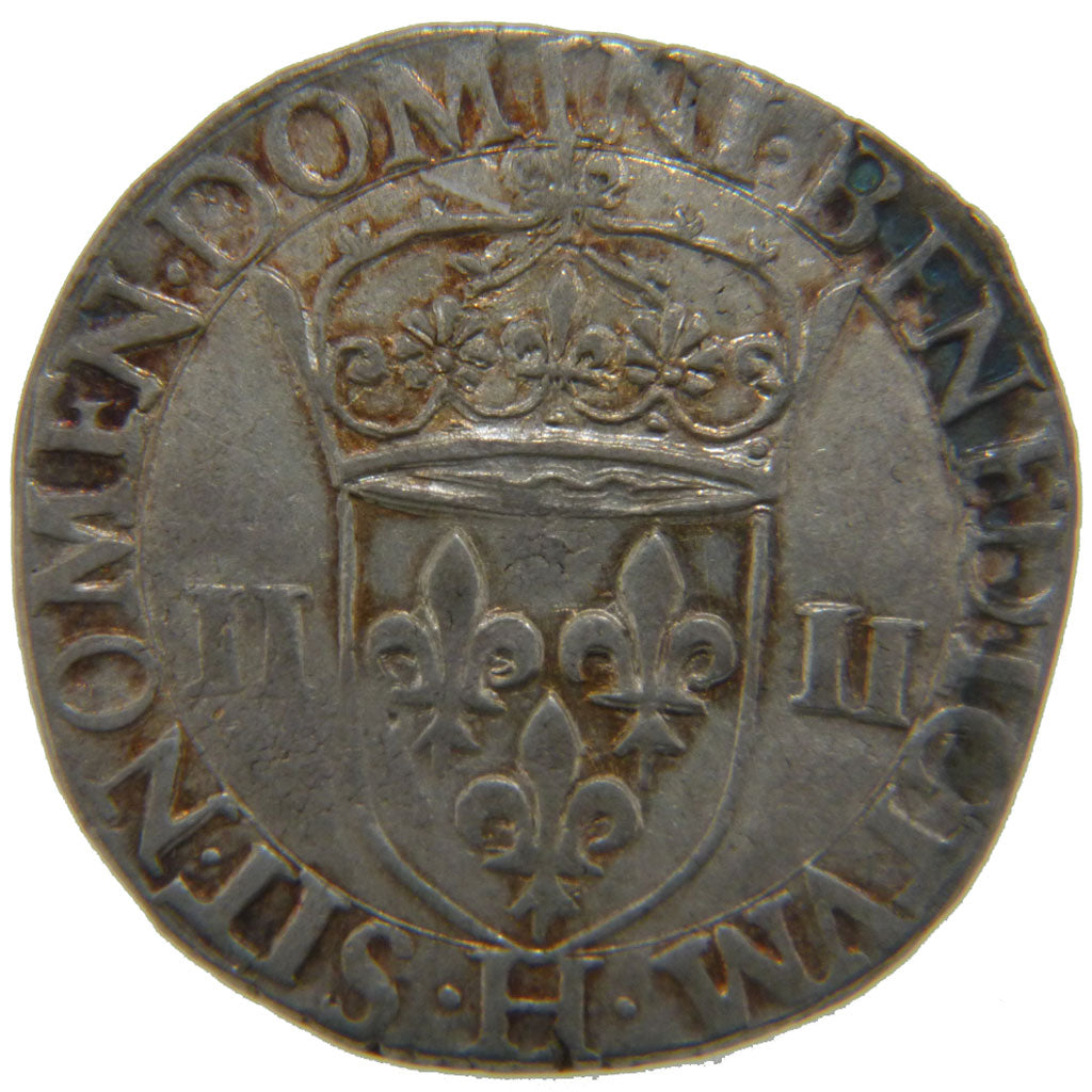 FRANCE, Quart Ecu, 1585, La Rochelle, AU(55-58), Silver, 9.60