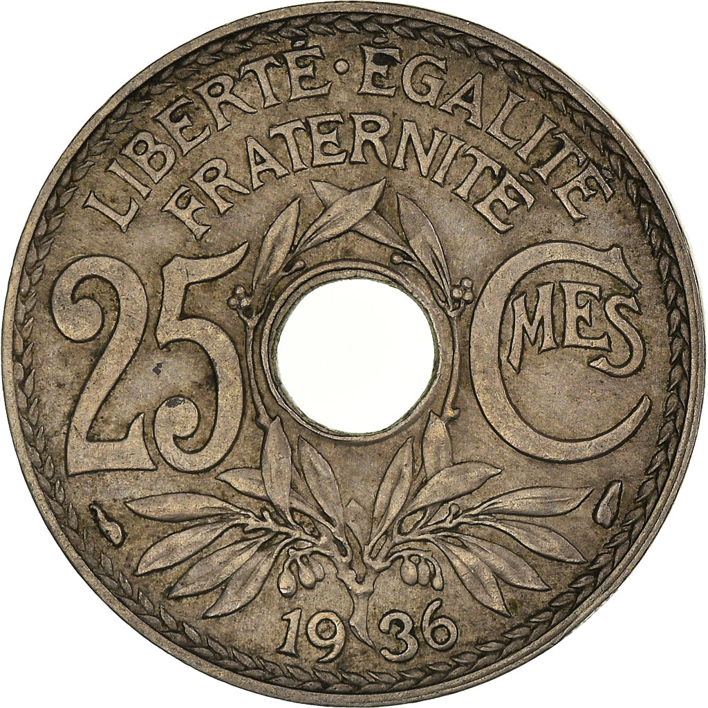 Monnaie, France, Lindauer, 25 Centimes, 1936, TTB, Cupro-nickel, Gadoury:380
