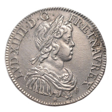FRANCE, 1/2 Écu à la mèche courte, 1/2 ECU, 1644, Lyon, KM #163.2, AU(55-58), Si