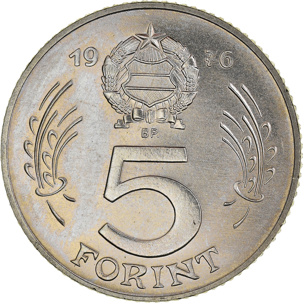 Coin, Hungary, 5 Forint, 1976, AU(55-58), Nickel, KM:594