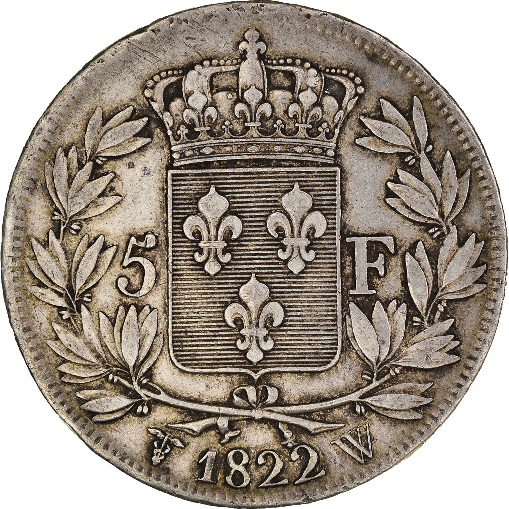 Münze, Frankreich, Louis XVIII, Louis XVIII, 5 Francs, 1822, Lille, S, Silber