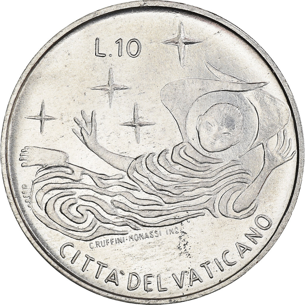 Coin, VATICAN CITY, Paul VI, 10 Lire, 1969, MS(63), Aluminum, KM:111