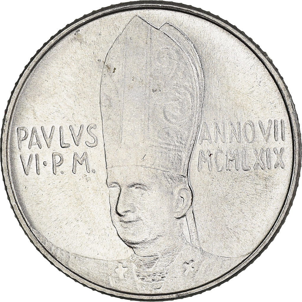 Coin, VATICAN CITY, Paul VI, 2 Lire, 1969, MS(63), Aluminum, KM:109