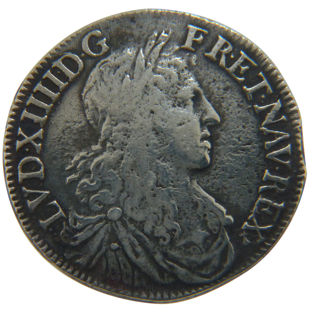 FRANCE, 1/2 Écu au buste juvénile, 1/2 Ecu, 1661, Rennes, VF(20-25), Silver, Ga.