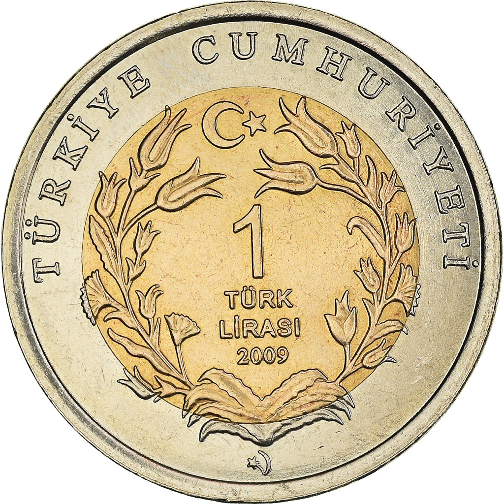 Coin, Turkey, Lira, 2009, Eléphant, MS(63), Bi-Metallic, KM:1263