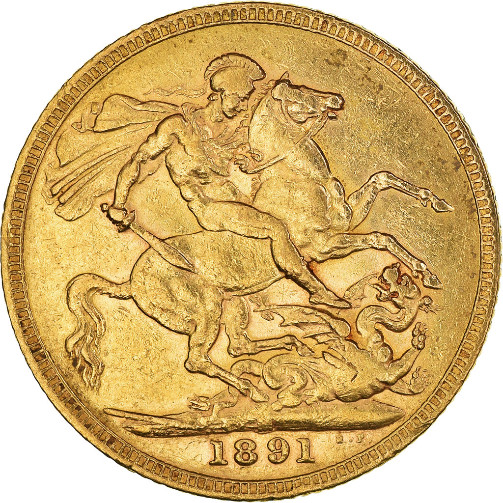 Moneta, Australia, Victoria, Souverain, Sovereign, 1891, Melbourne, BB, Oro