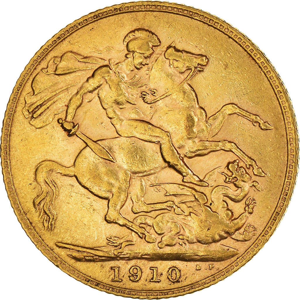 Coin, Great Britain, Edward VII, Souverain, Sovereign, 1910, AU(50-53), Gold