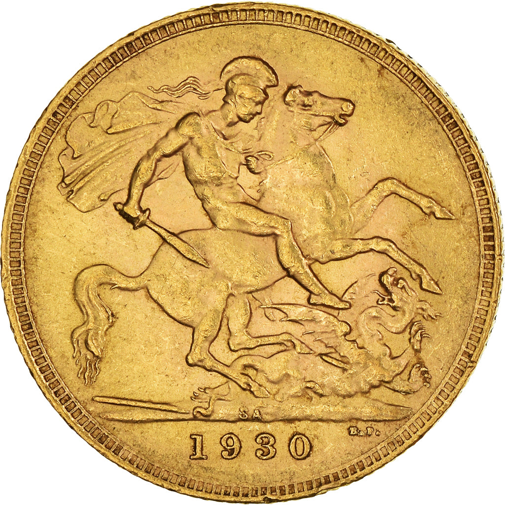 Coin, South Africa, George V, Souverain, Sovereign, 1930, AU(50-53), Gold