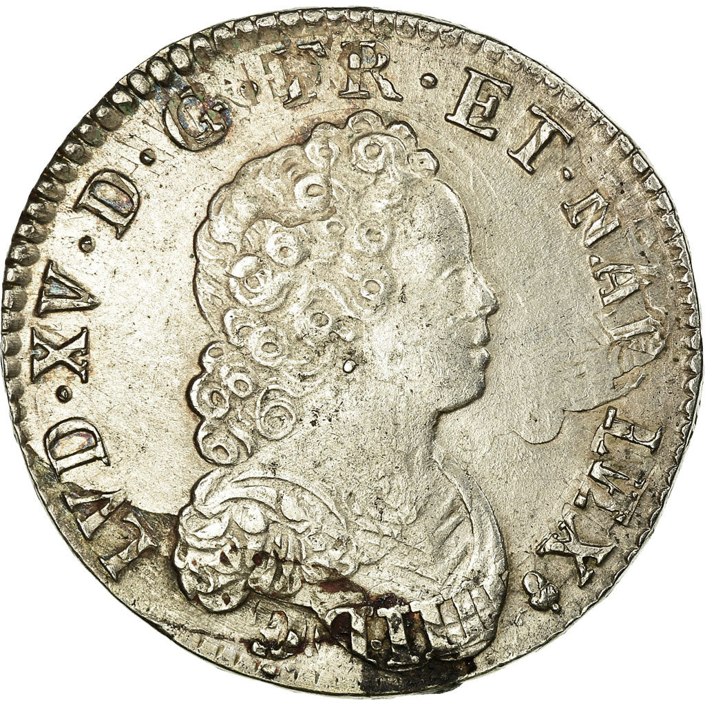 Monnaie, France, Louis XV, 1/2 Écu Vertugadin, 1/2 ECU, 44 Sols, 1716, Reims
