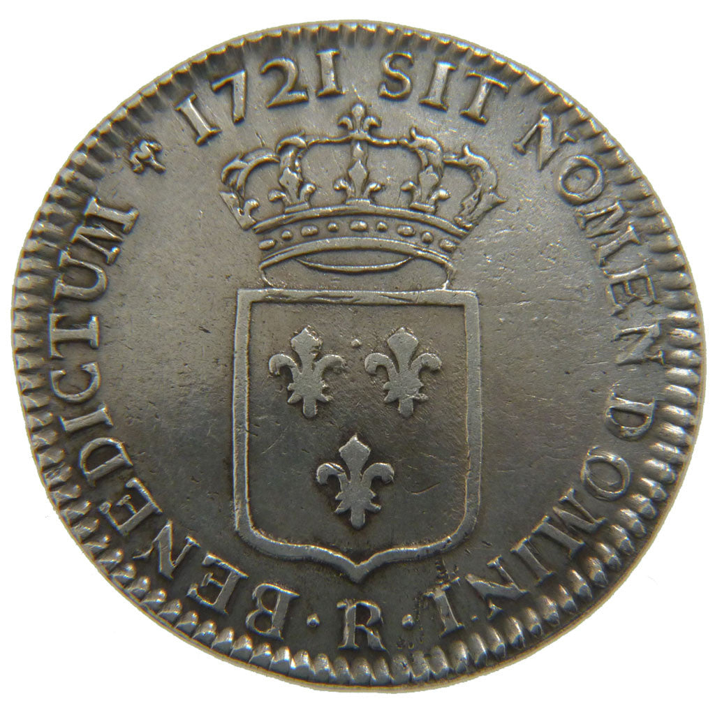 Moneda, Francia, Louis XV, 1/3 Écu de France, 1/3 Ecu, 1721, Orléans, MBC+