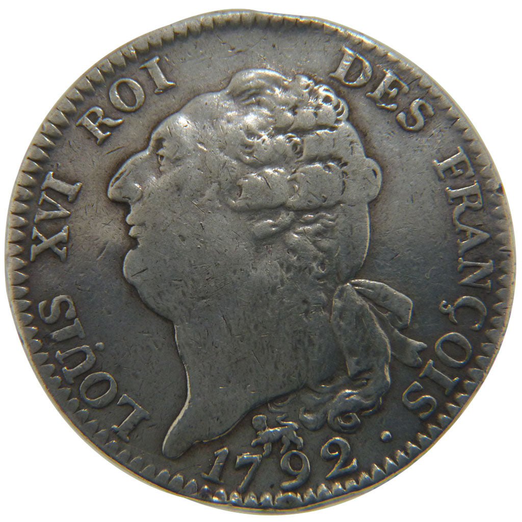 FRANCE, Écu de 6 livres françois, ECU, 6 Livres, 1792, Paris, KM #615.1, VF...