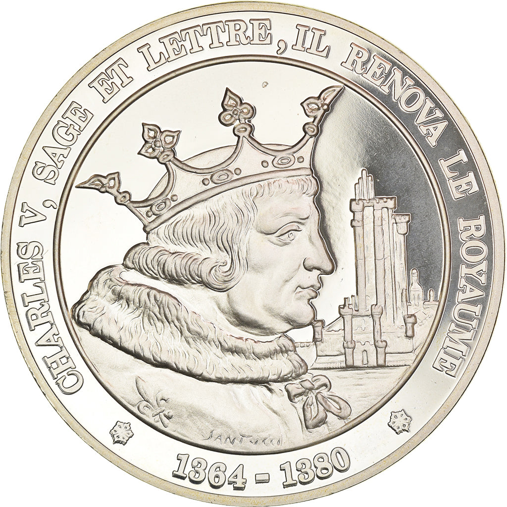 Francia, medalla, Charles V, sage et lettré il rénova le Royaume 1364 - 1380