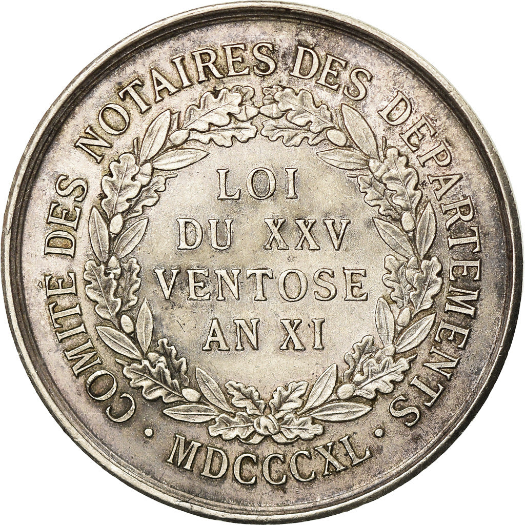 Francia, Token, Napoléon Bonaparte, Comité des Notaires, 1840, Barre, EBC