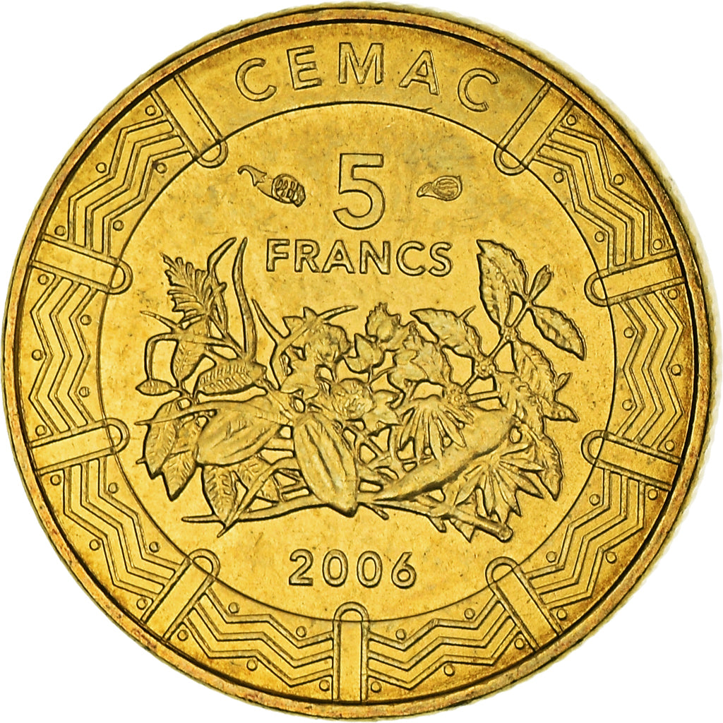 Coin, Central African States, 5 Francs, 2006, Paris, CFA, MS(63), Brass, KM:18
