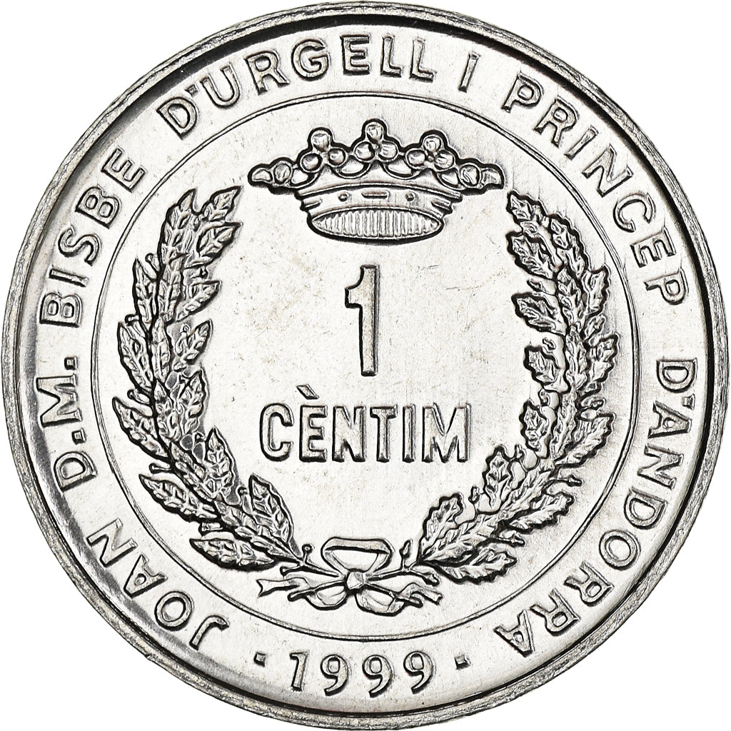Coin, Andorra, Centim, 1999, MS(63), Aluminum, KM:171