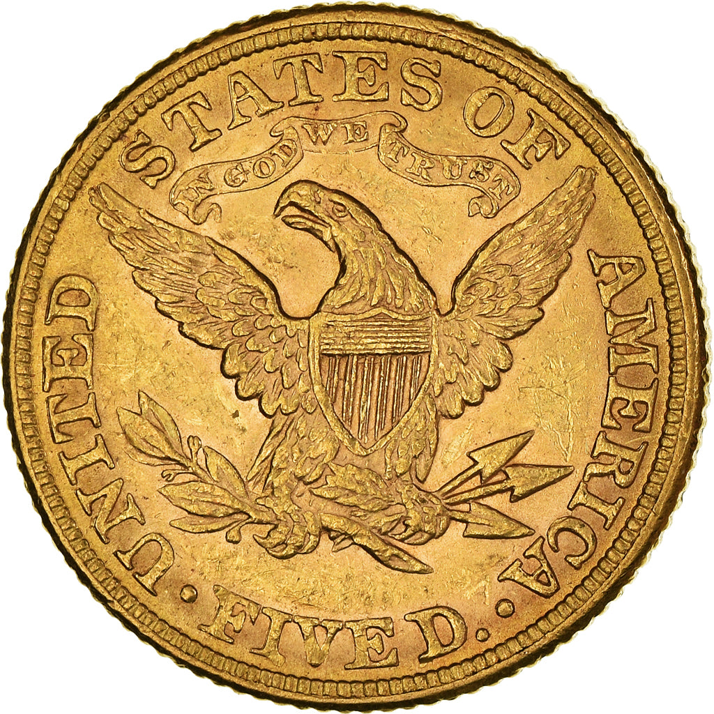 Moneta, USA, Coronet Head, $5, Half Eagle, 1881, U.S. Mint, Philadelphia